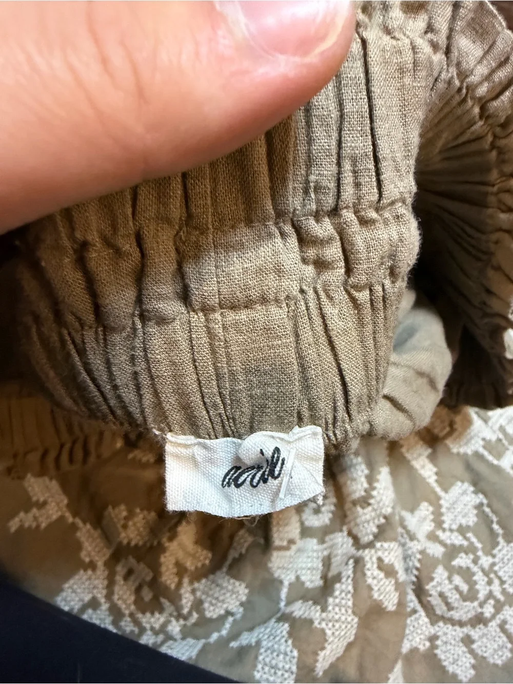 aerie Beige Mini Skirt with White Floral Embroidery